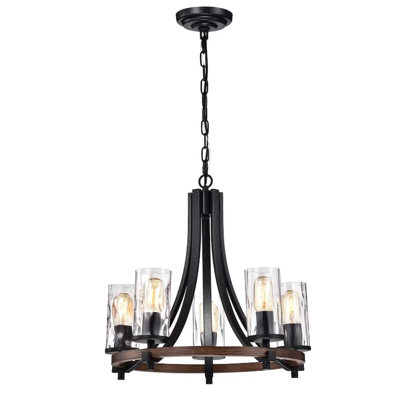 Hagrid Forged Black 5-Light Pendant with Clear Glass Shade