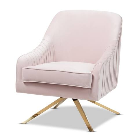 Glamour Velvet Fabric and Gold Base Lounge Chair by Baxton Studio