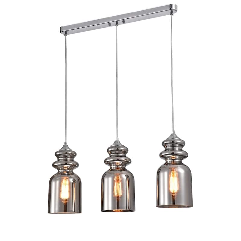 Herodion Chrome 3-Light Pendant with Clear Shade