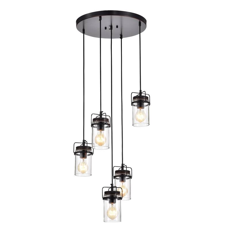Joanna Oil Rubbed Bronze 5-Light Pendant with Clear Glass Shade
