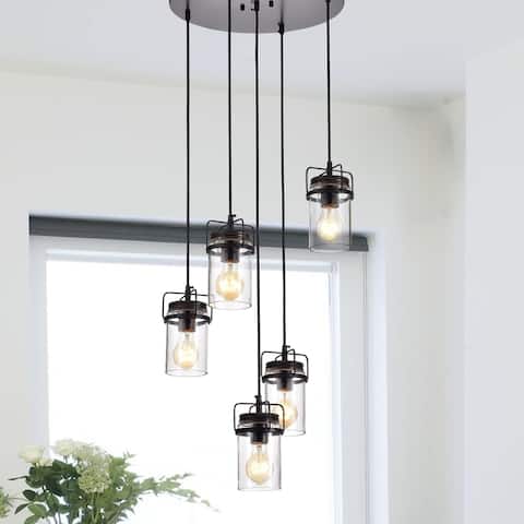 Joanna Oil Rubbed Bronze 5-Light Pendant with Clear Glass Shade