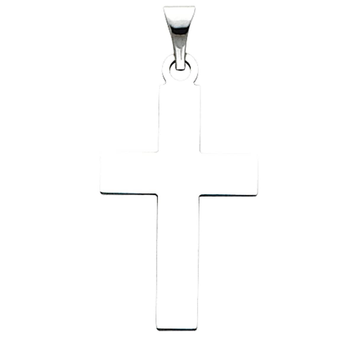 14k White Gold Thorn Cross Pendant 36mm Length