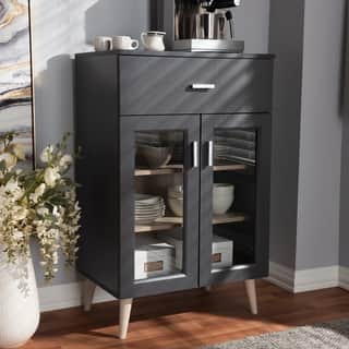 Shop Contemporary Dark Grey And Oak Brown Kitchen Cabinet By