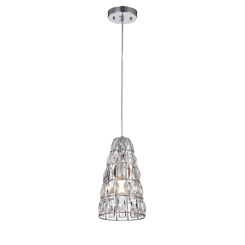 Lazarus Chrome 1-Light Pendant with Crystal Shade