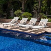 Salton Outdoor Aluminum Chaise Lounge (Set of 4) by Christopher Knight Home