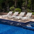 Salton Outdoor Aluminum Chaise Lounge (Set of 4) by Christopher Knight Home