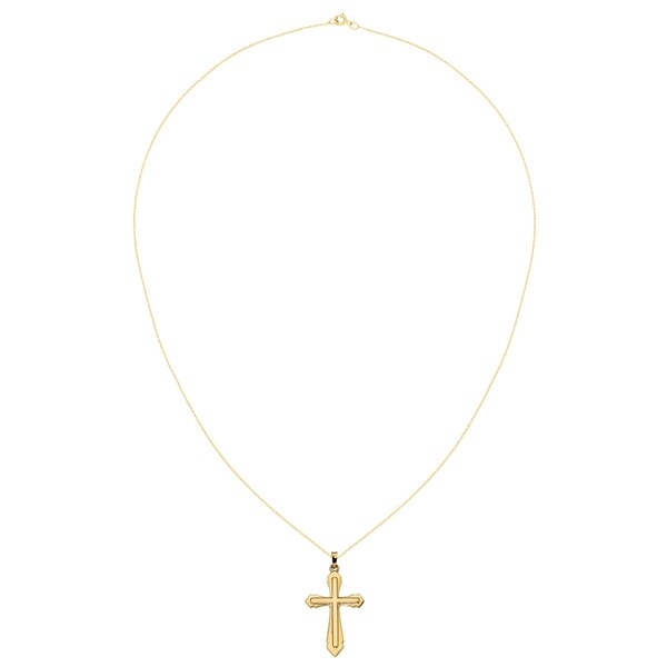14k Yellow Gold Satin Passion Cross Pendant