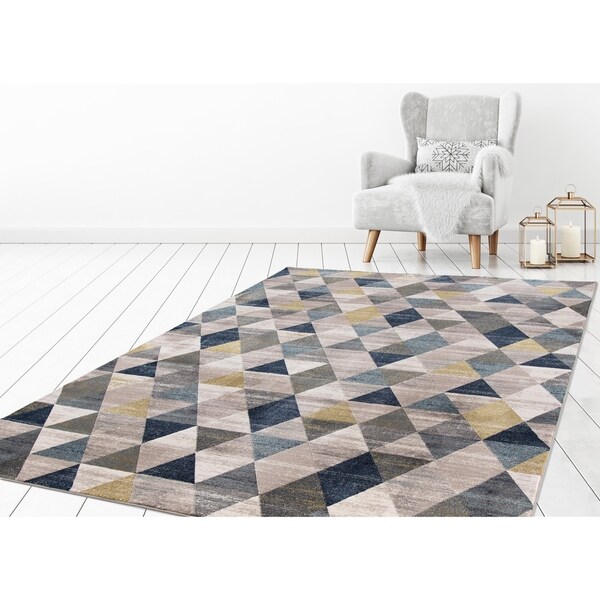 Concord Global Olympus Prisms Blue Area Rug - 6'7" x 9'3"