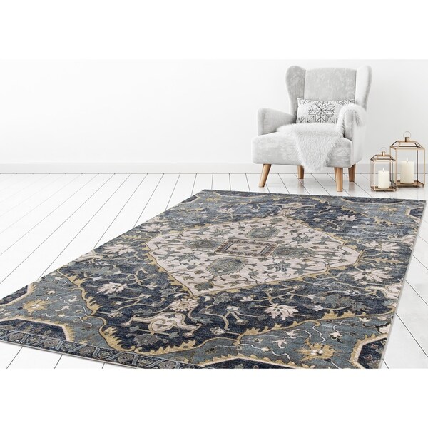 Concord Global Olympus Gem Blue Area Rug - 6'7" x 9'3"