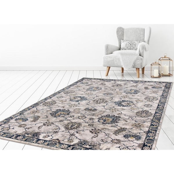 Concord Global Olympus Taj Ivory Blue Area Rug - 6'7" x 9'3"