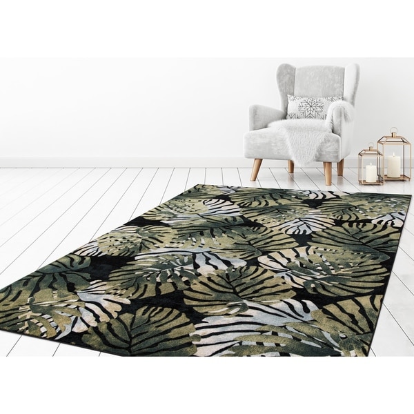 Concord Global Olympus Palms Black Area Rug - 7'10" x 10'6"