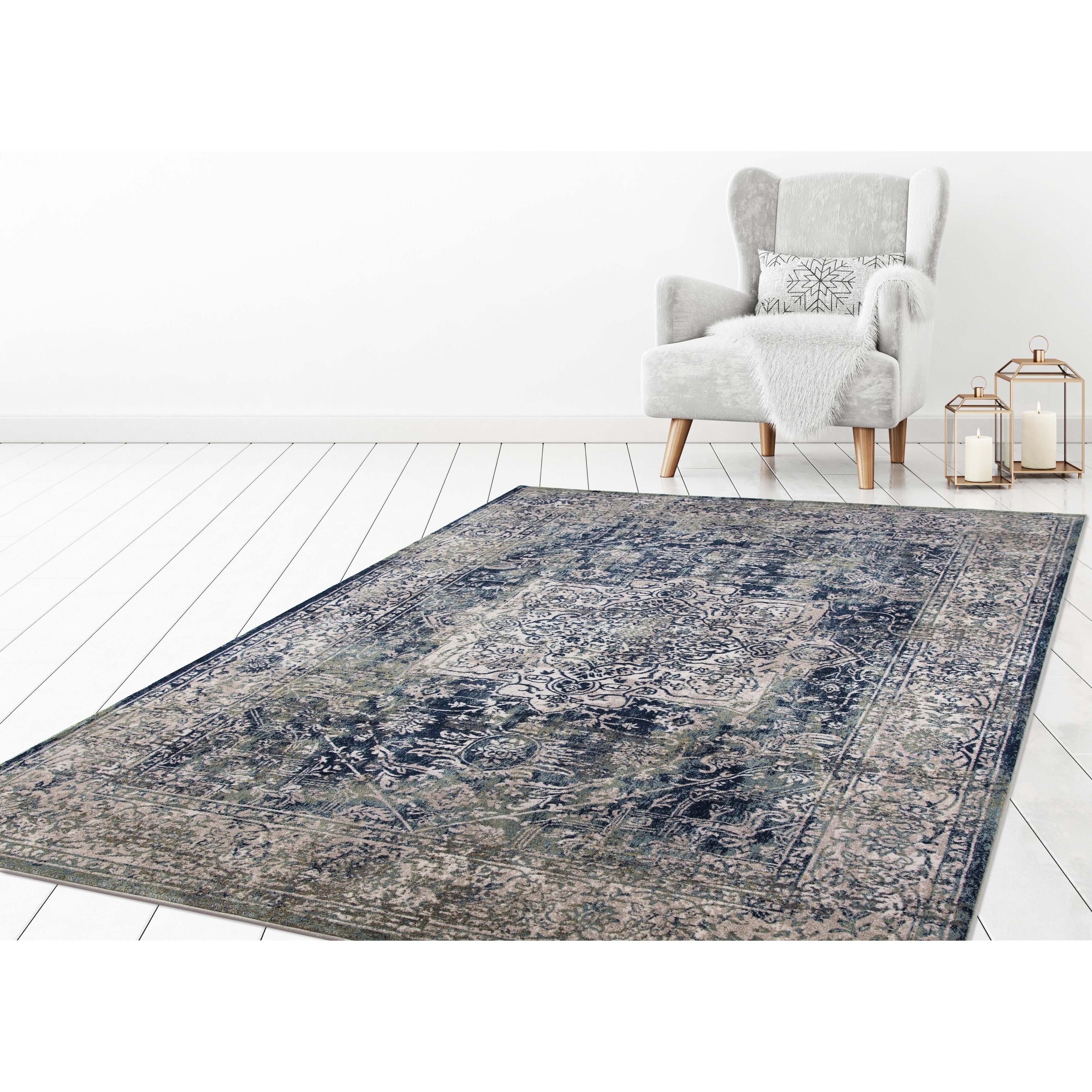 Concord Global Olympus Vintage Blue Area Rug 7 10 X 6 Concord Global Olympus Vintage Blue