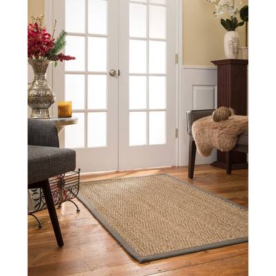 NaturalAreaRugs Beach Custom Seagrass Rug 2' 6" x 14" Stone Border - 2'6" x 14'