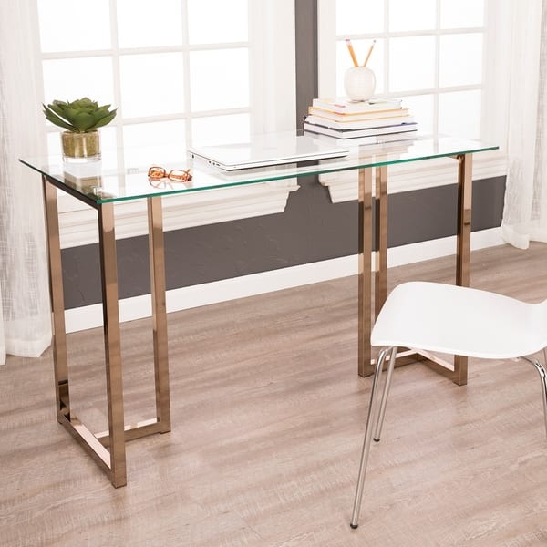 slide 2 of 9, SEI Furniture Haxor Champagne Writing Desk