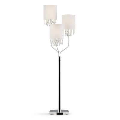 68" High 3-Light Crystal Pendants Floor Lamp