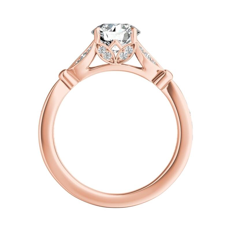 Auriya Vintage Floral 1 1/2ct Round Moissanite and 1/4ctw Diamond Engagement Ring 14K Gold