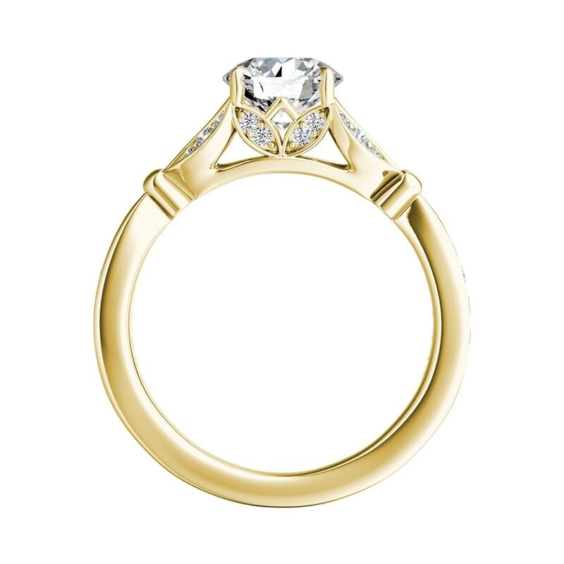 Auriya Vintage Floral 1 1/2ct Round Moissanite and 1/4ctw Diamond Engagement Ring 14K Gold
