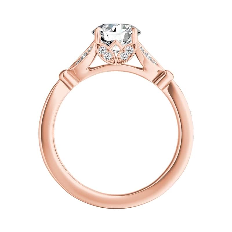 Auriya Vintage Floral 2ct Round Moissanite and 1/4ctw Diamond Engagement Ring 14K Gold
