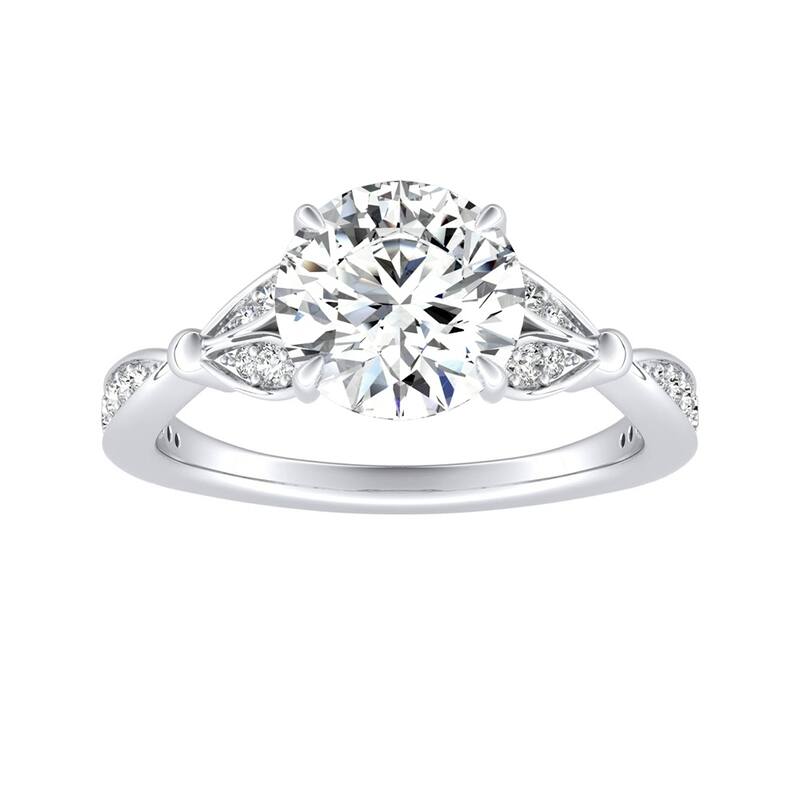 Auriya Vintage Floral 2ct Round Moissanite and 1/4ctw Diamond Engagement Ring 14K Gold