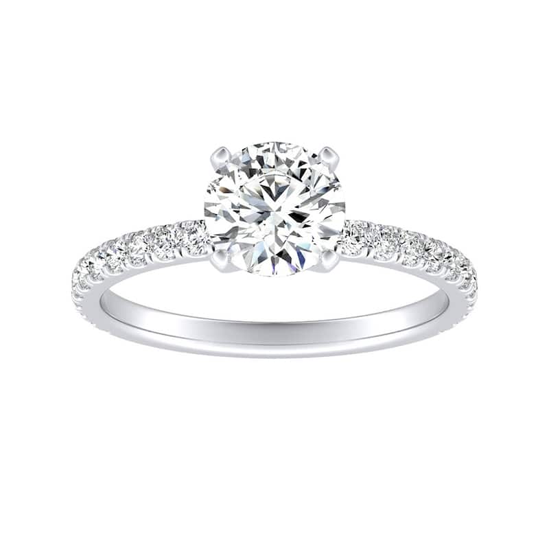 Auriya 14k Gold Classic 1ct Moissanite and Diamond Engagement Ring 1/3ctw