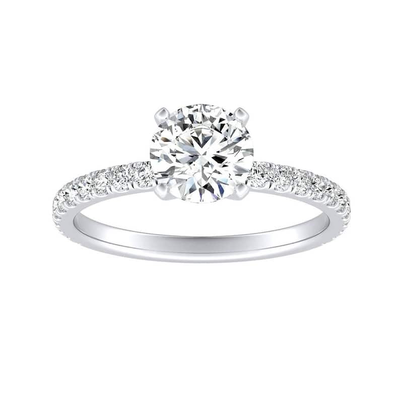 Auriya 14k Gold Classic 1ct Moissanite and Diamond Engagement Ring 1/3ctw - White - 8.5