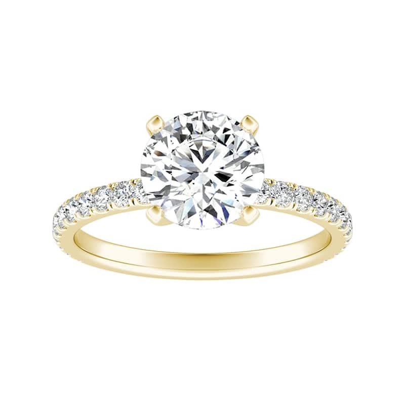 Auriya 14k Gold Classic 4ct Moissanite and Diamond Engagement Ring 1/3ctw