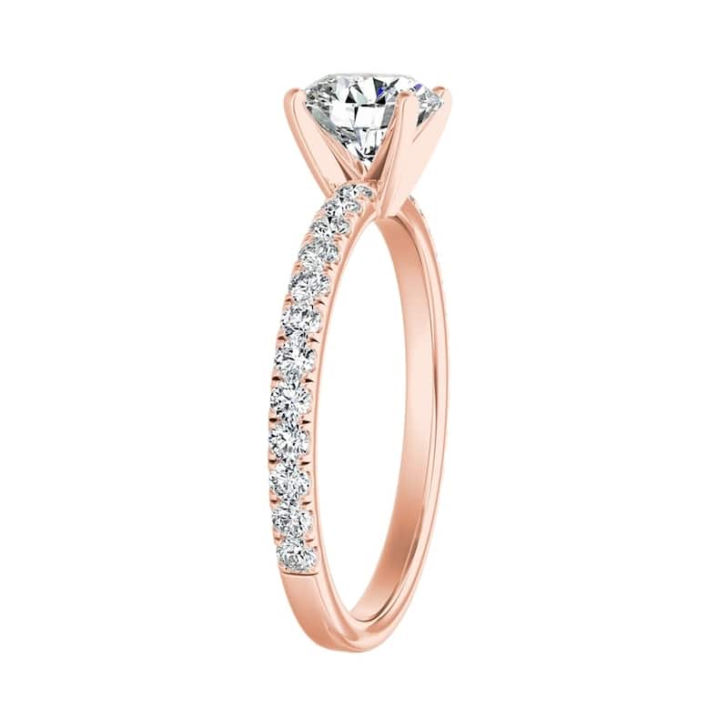 Auriya 14k Gold Classic 4ct Moissanite and Diamond Engagement Ring 1/3ctw