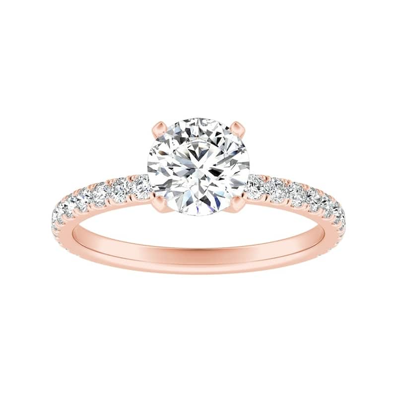 Auriya 14k Gold Classic 4ct Moissanite and Diamond Engagement Ring 1/3ctw