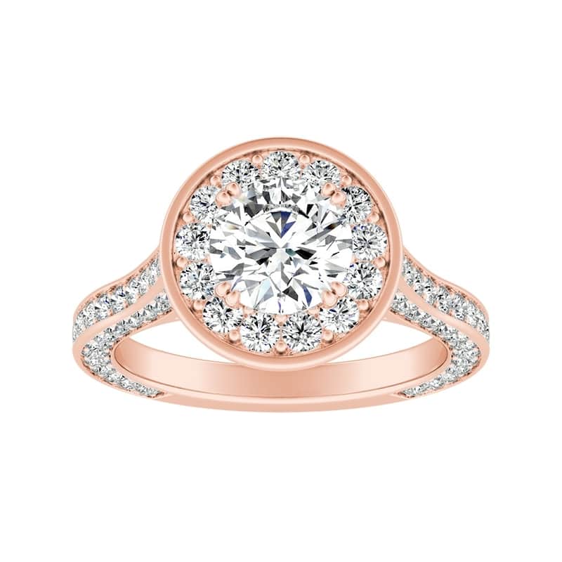 Auriya Round 3/4ct Moissanite and 1 1/4ctw Diamond Halo Engagement Ring 14K Gold