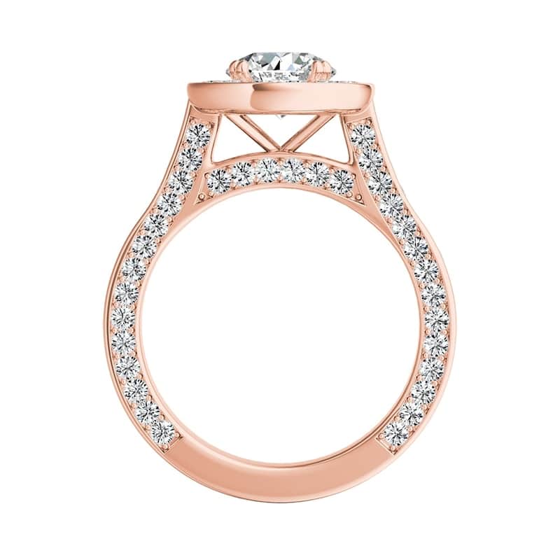 Auriya Round 3/4ct Moissanite and 1 1/4ctw Diamond Halo Engagement Ring 14K Gold