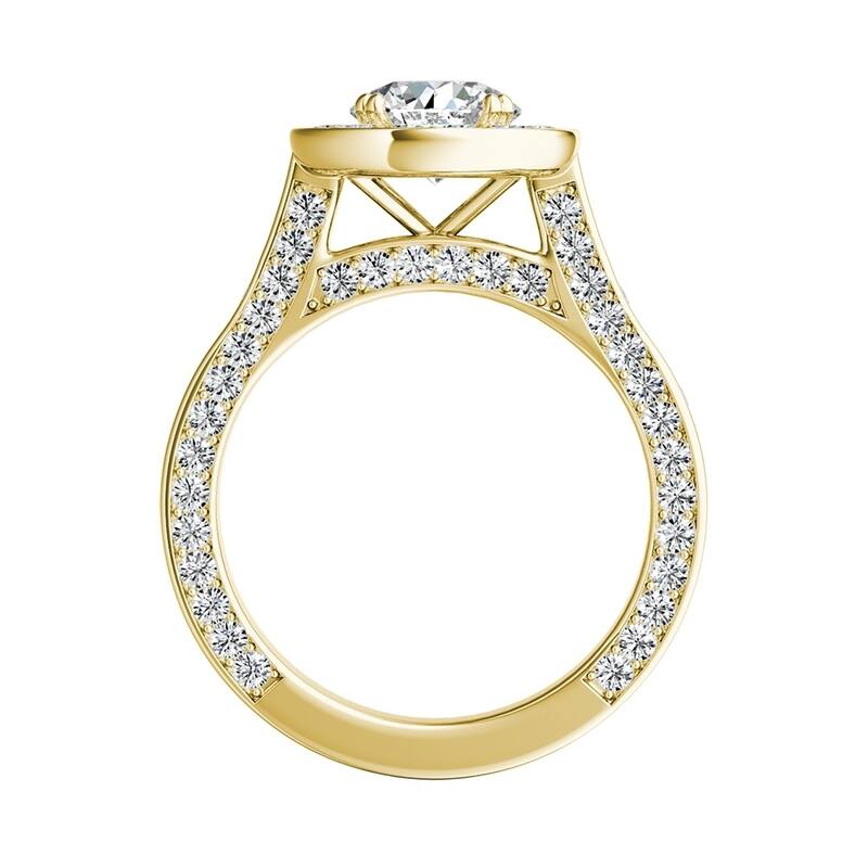 Auriya Round 3/4ct Moissanite and 1 1/4ctw Diamond Halo Engagement Ring 14K Gold