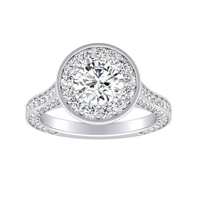 Auriya Round 3/4ct Moissanite and 1 1/4ctw Diamond Halo Engagement Ring 14K Gold