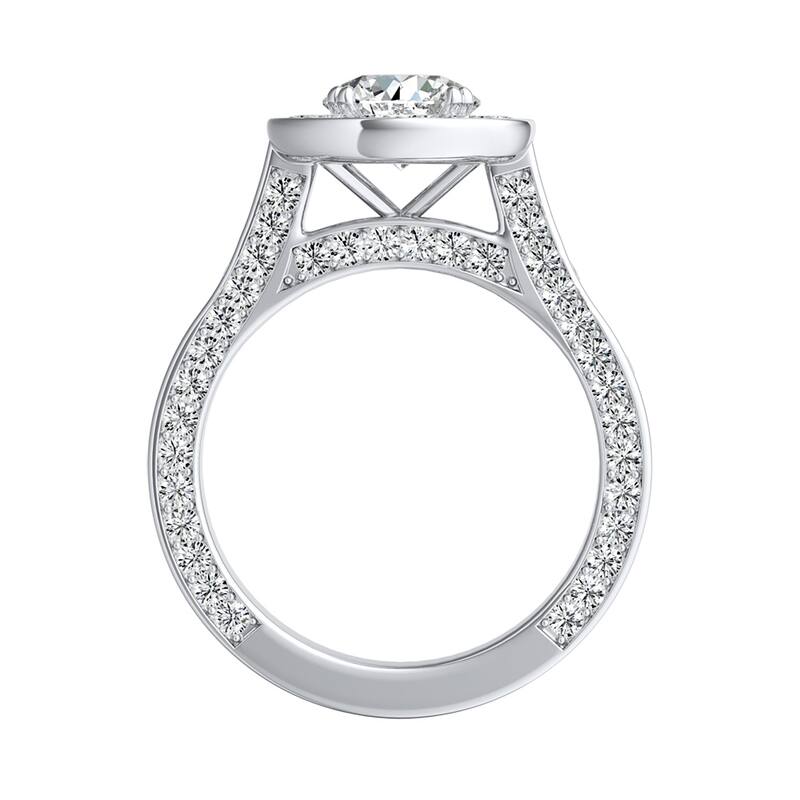 Auriya Round 1 1/2ct Moissanite and 1 1/4ctw Diamond Halo Engagement Ring 14K Gold