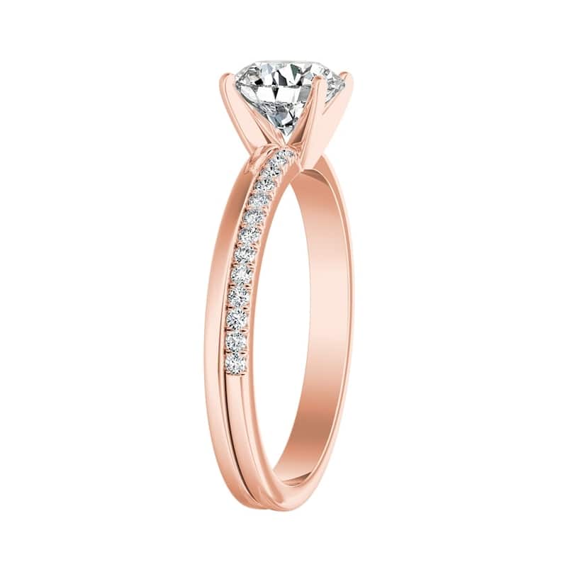 Auriya Modern 1/2ct Moissanite and Diamond Engagement Ring 1/8ctw 14K Gold
