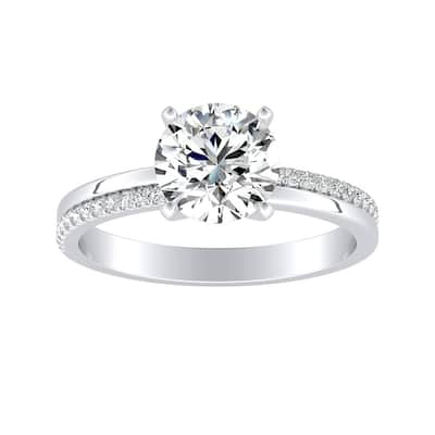 Auriya 14k Gold Modern 1 1/2ct Moissanite and Diamond Engagement Ring 1/8ctw
