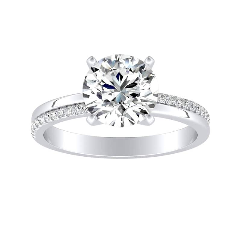 Auriya 14k Gold Modern 2 1/2ct Moissanite and Diamond Engagement Ring 1/8ctw