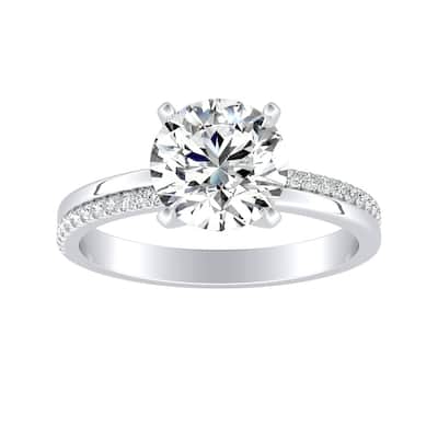 Auriya 14k Gold Modern 2 1/2ct Moissanite and Diamond Engagement Ring 1/8ctw