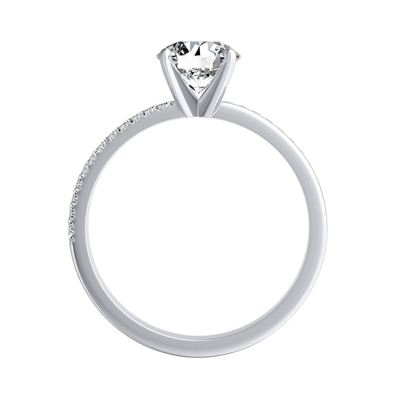 Auriya 14k Gold Modern 4ct Moissanite and Diamond Engagement Ring 1/8ctw