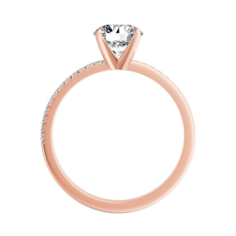 Auriya 14k Gold Modern 4ct Moissanite and Diamond Engagement Ring 1/8ctw