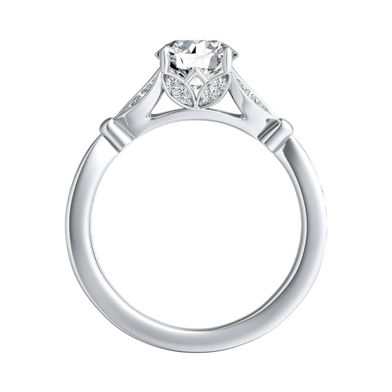 Auriya 14k Gold Floral 2 1/2ct Round Moissanite and 1/4ctw Diamond Engagement Ring