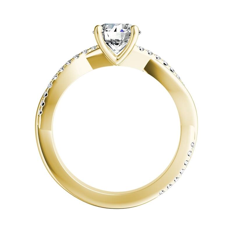 Auriya Twisted Modern 1/2ct Round Moissanite and 1/5ctw Diamond Engagement Ring 14K Gold
