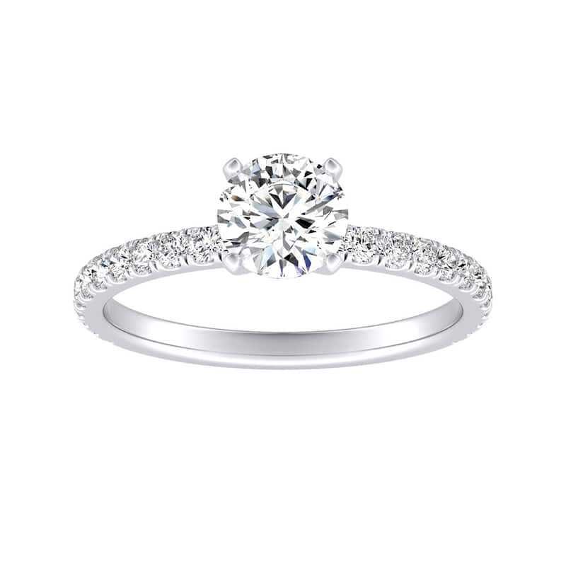Auriya 14k Gold Classic 1/2ct Moissanite and Diamond Engagement Ring 1/3ctw