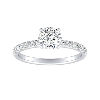 Auriya 14k Gold Classic 1/2ct Moissanite and Diamond Engagement Ring 1/3ctw