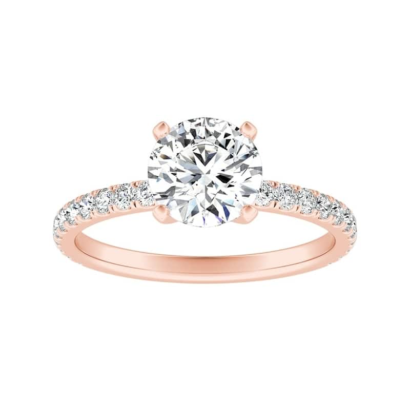 Auriya 14k Gold Classic 3ct Moissanite and Diamond Engagement Ring 1/3ctw