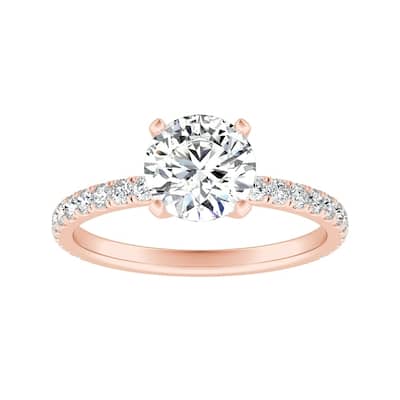 Auriya 14k Gold Classic 3ct Moissanite and Diamond Engagement Ring 1/3ctw