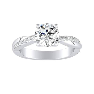 Auriya Twisted Modern 1 1/2ct Round Moissanite and 1/5ctw Diamond Engagement Ring 14K Gold