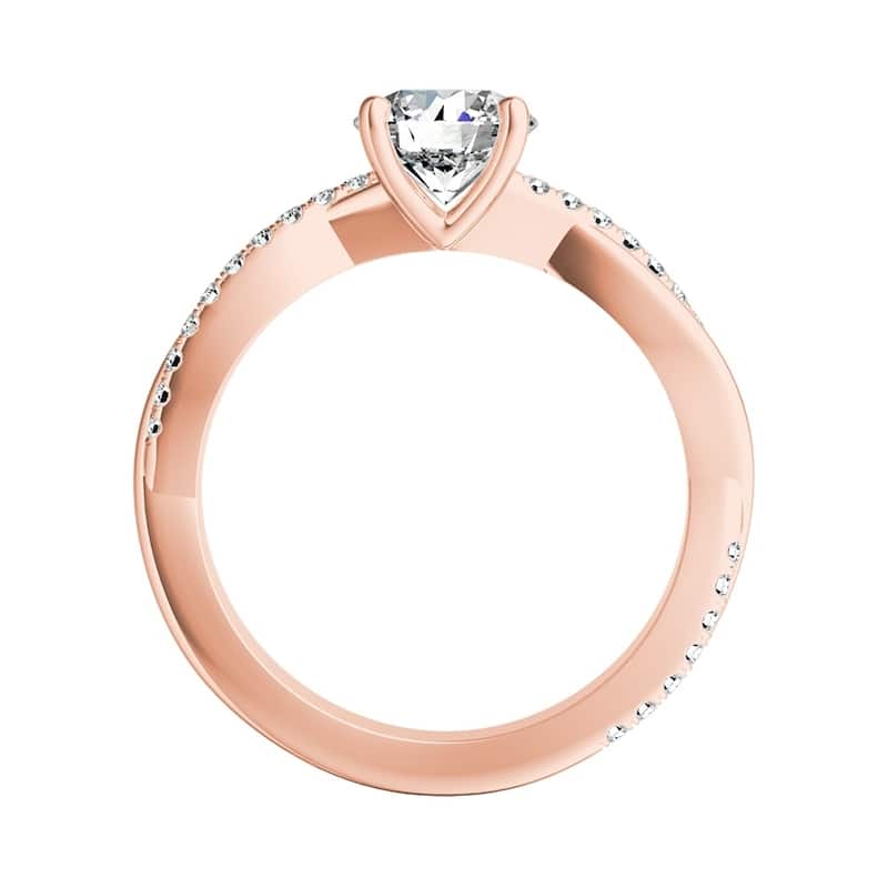 Auriya Twisted Modern 1 1/2ct Round Moissanite and 1/5ctw Diamond Engagement Ring 14K Gold
