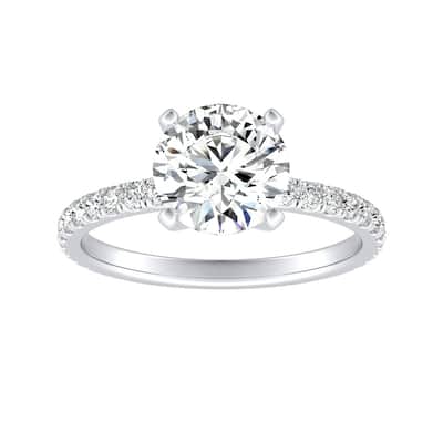 Auriya 14k Gold Classic 2 1/2ct Moissanite and Diamond Engagement Ring 1/3ctw
