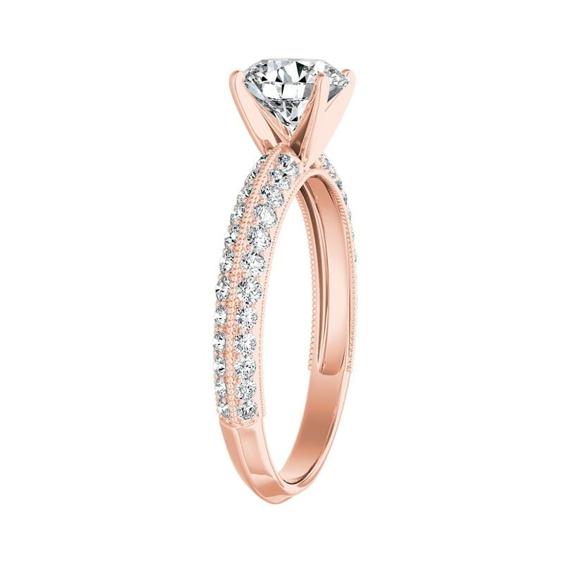 Auriya Vintage 1/2ct Round Moissanite and 3/8ctw Diamond Engagement Ring 14K Gold