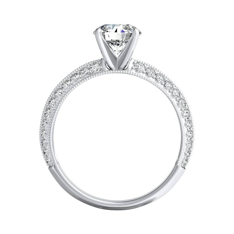 Auriya Vintage 1/2ct Round Moissanite and 3/8ctw Diamond Engagement Ring 14K Gold